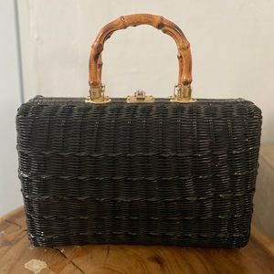Vintage wicker and bamboo purse